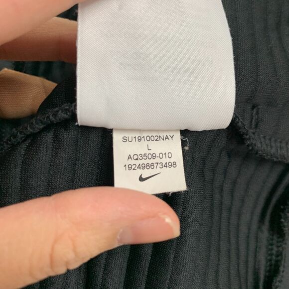 Nike Dri Fit Sweatshirt Womens L Large Black Ribbed Double Knit Crew Neck - Picture 11 of 13